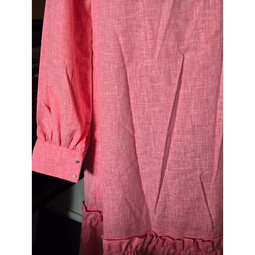 Vintage 70s Ruffle Maxi Dress Womens M Pink Cottagecore Tiered Balloon Sleeve - Picture 4 of 11